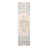 3x10 Light Green & Cream Antique Vintage Runner Rug, 80x296Cm