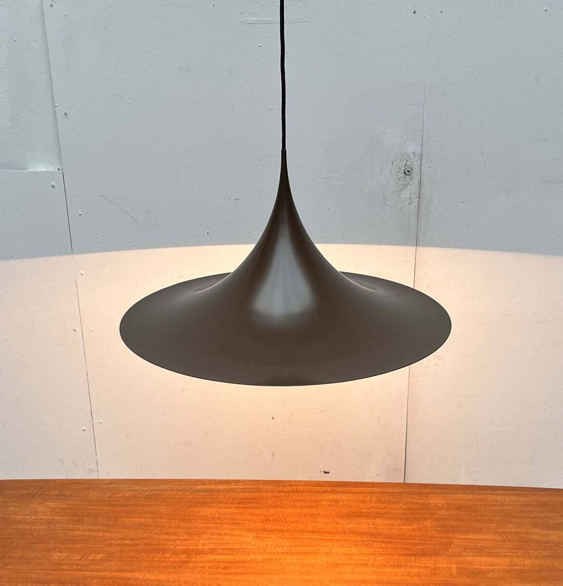 Mid-Century Modern Space Age Danish Brown Semi Pendant Lamp by Claus Bonderup and Torsten Thorup for Fog & Mørup, 1960s