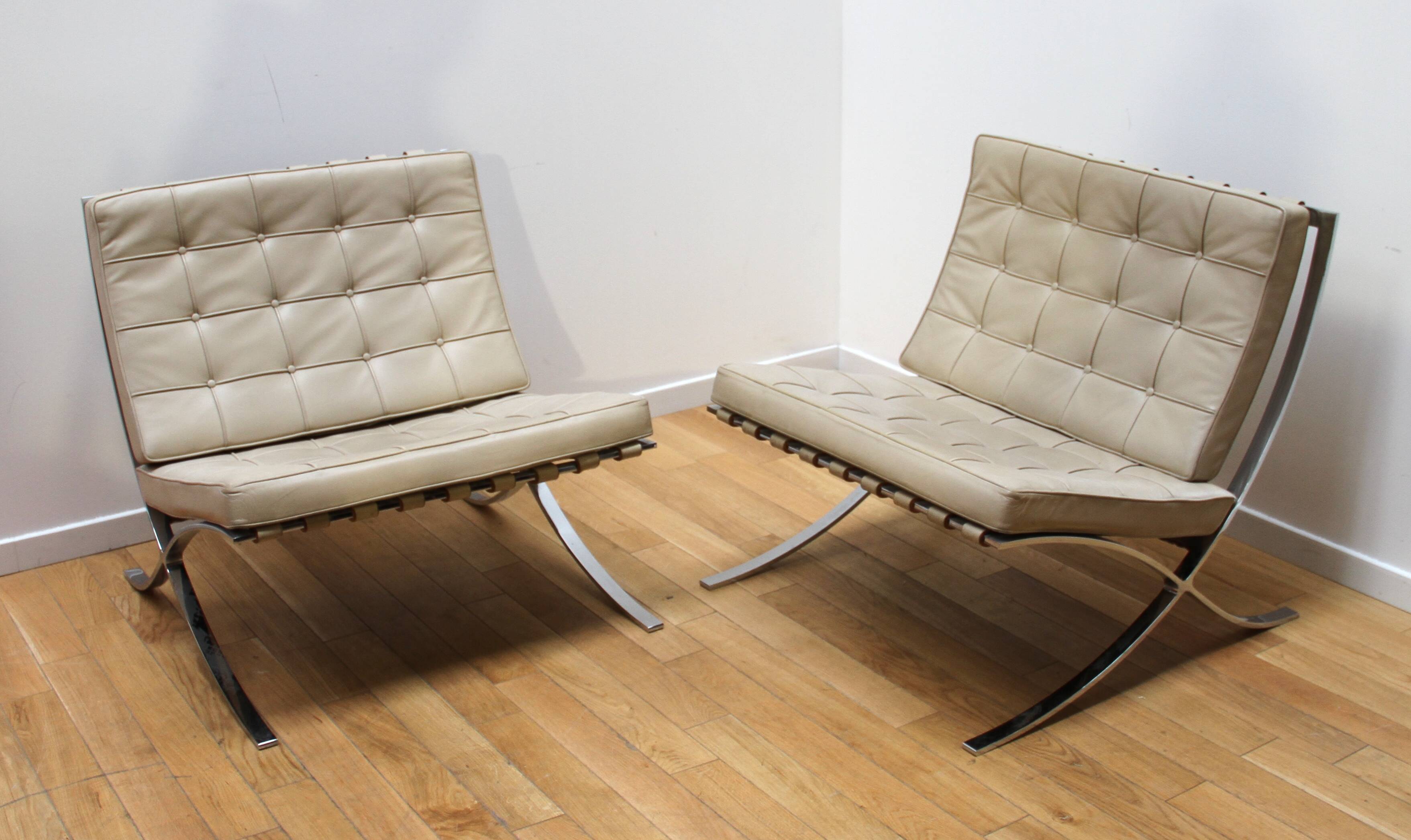 Pair of Barcelona armchairs, Knoll
