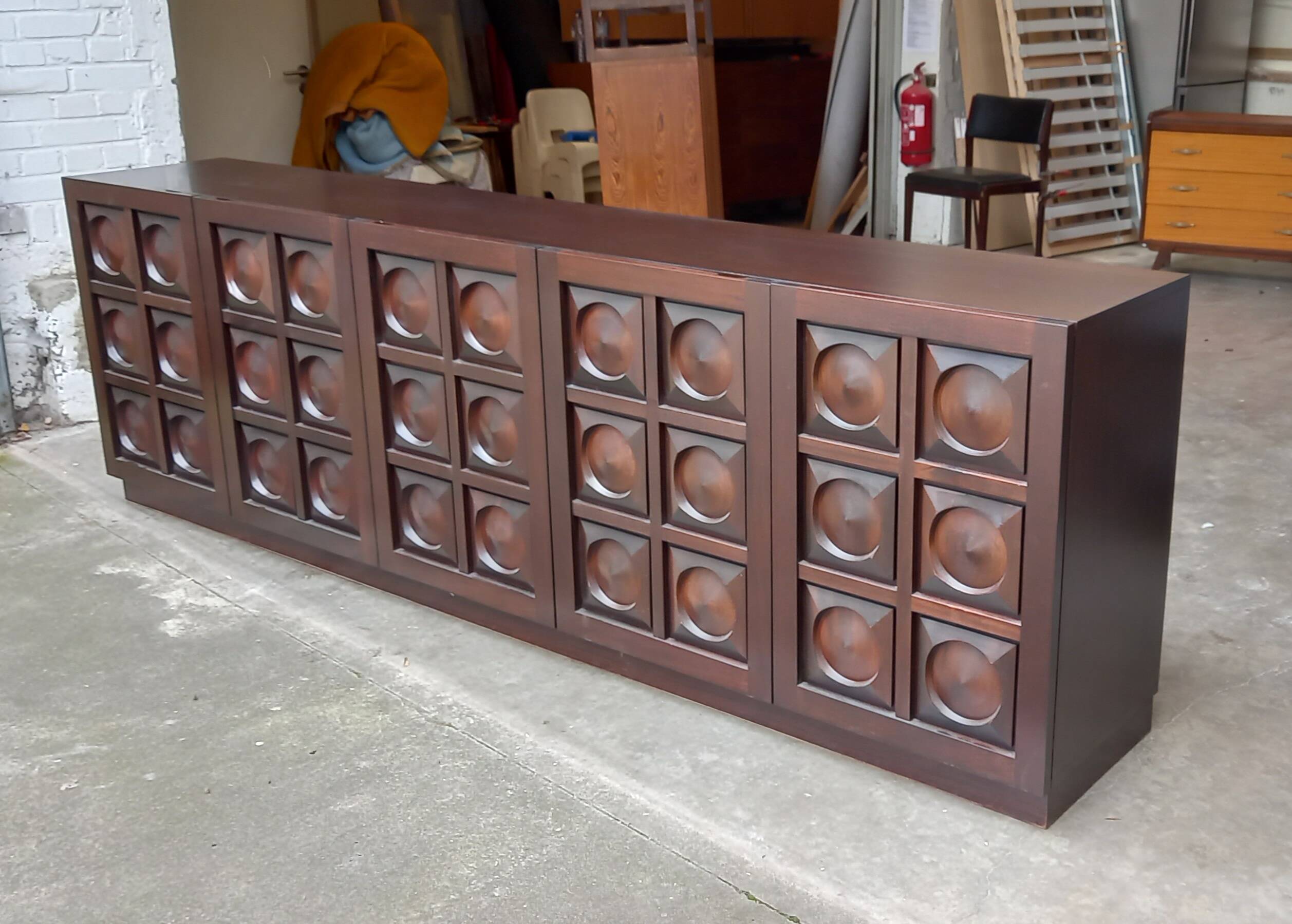 Vintage Brutalist Sideboard in Mahogany 1970s