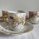 4 antique coffee cups in polychrome iron earth KG Lunéville