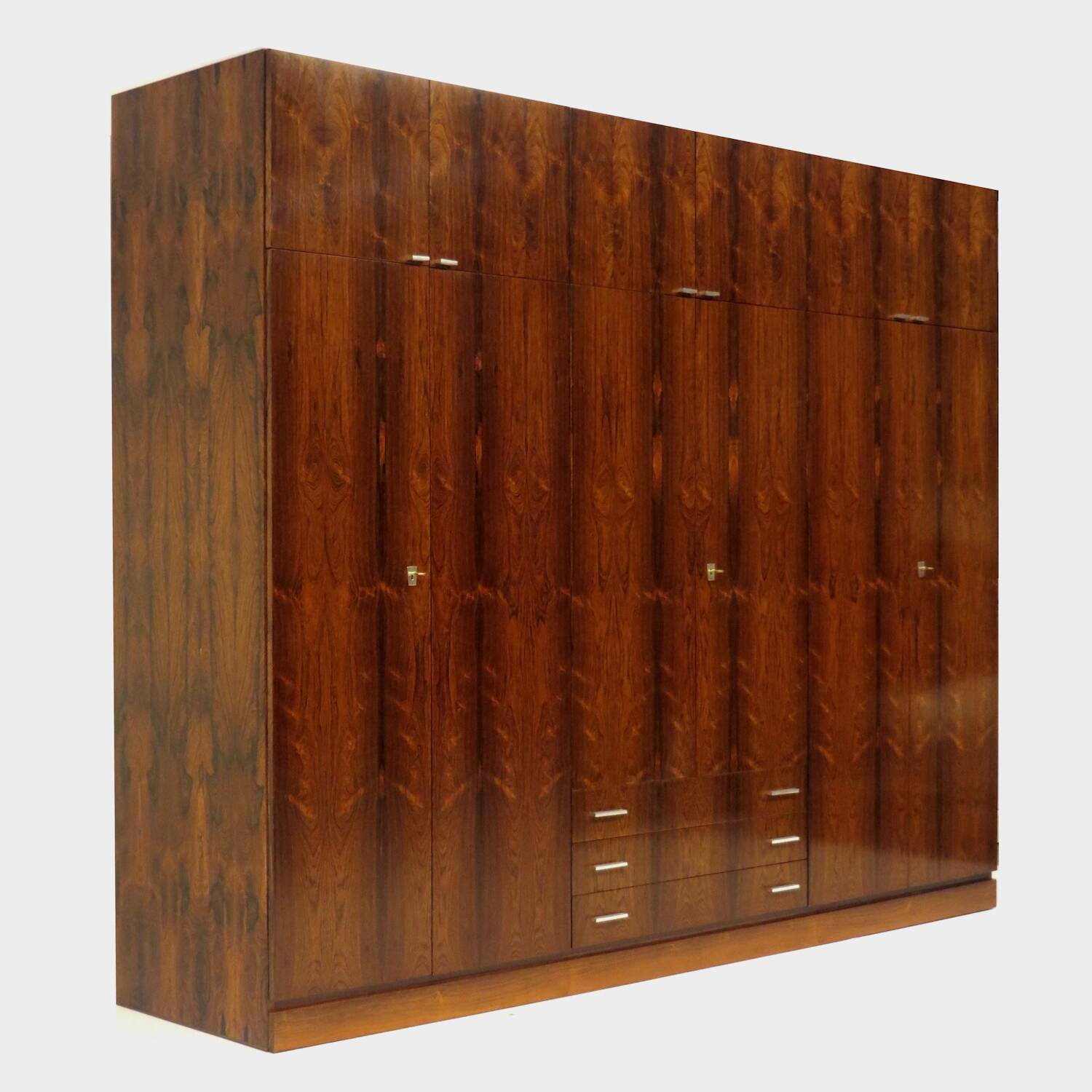 Large vintage mid century modern XL wardrobe with drawers in rosewood 1960s
