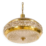 Vitrika 'Prizmpendel' brass and pressed glass pendant lamp