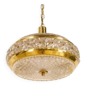 Vitrika 'Prizmpendel' brass and pressed glass pendant lamp