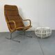 Chaise longue moderniste en acier et rotin du milieu du siècle par Dirk van Sliedregt