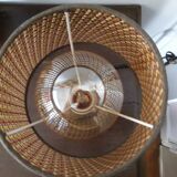 Vintage metal lamp with its caned lampshade
