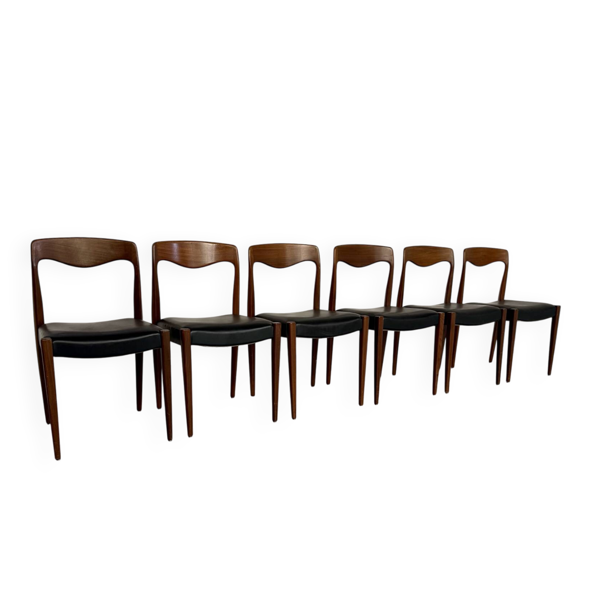 Lot of 6 chairs model 71 Scandinavian design Niels Otto Møller teak an60