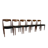 Lot 6 chaises modèle 71 design scandinave Niels Otto Møller teck an60 