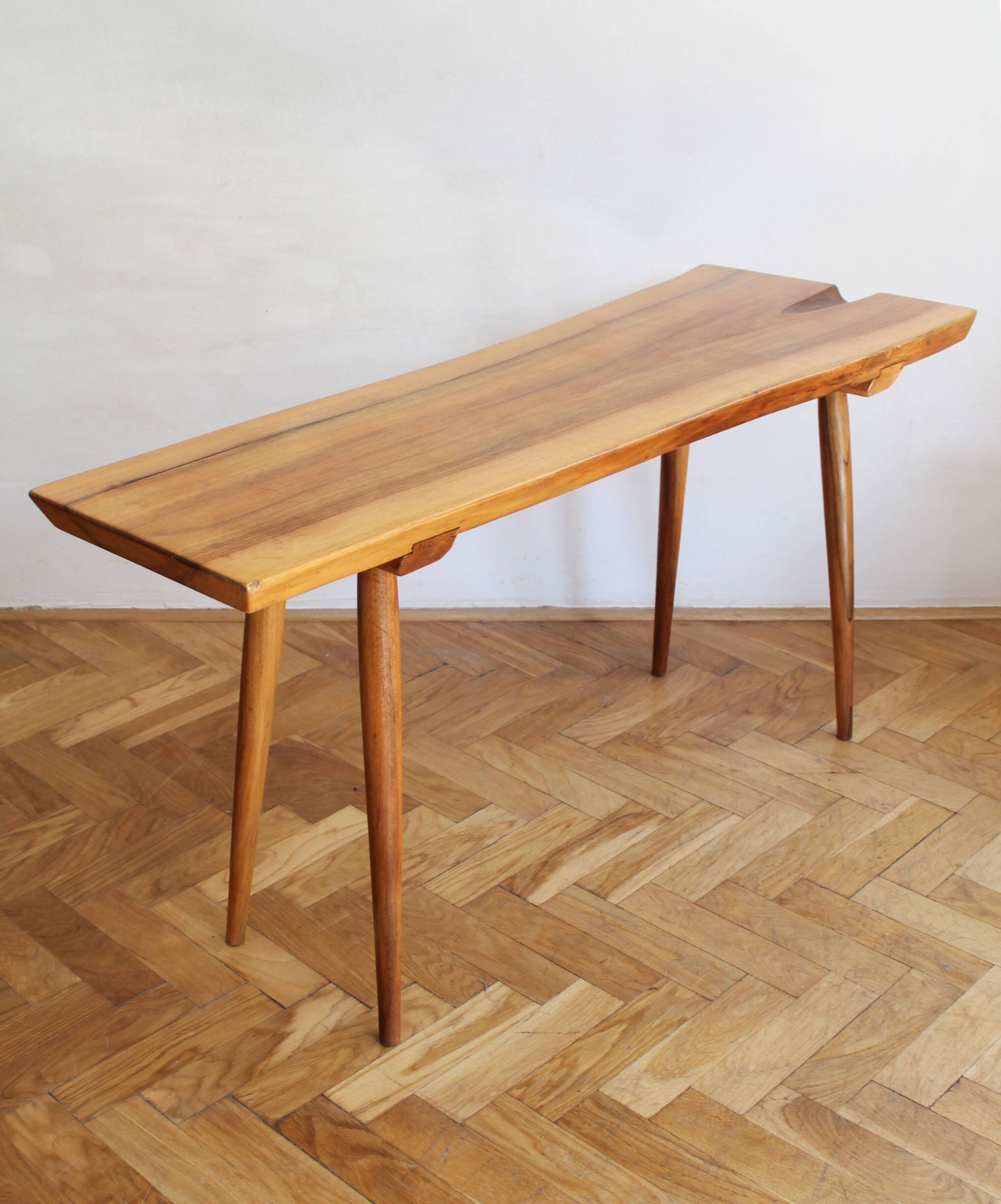 1960s Organic Solid Oak Side Table