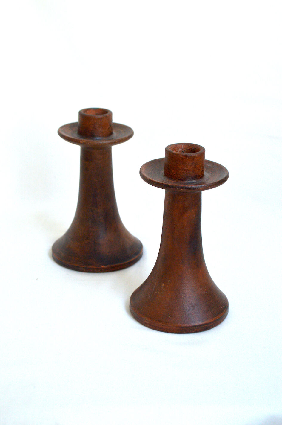 Pair of stoneware candle holders