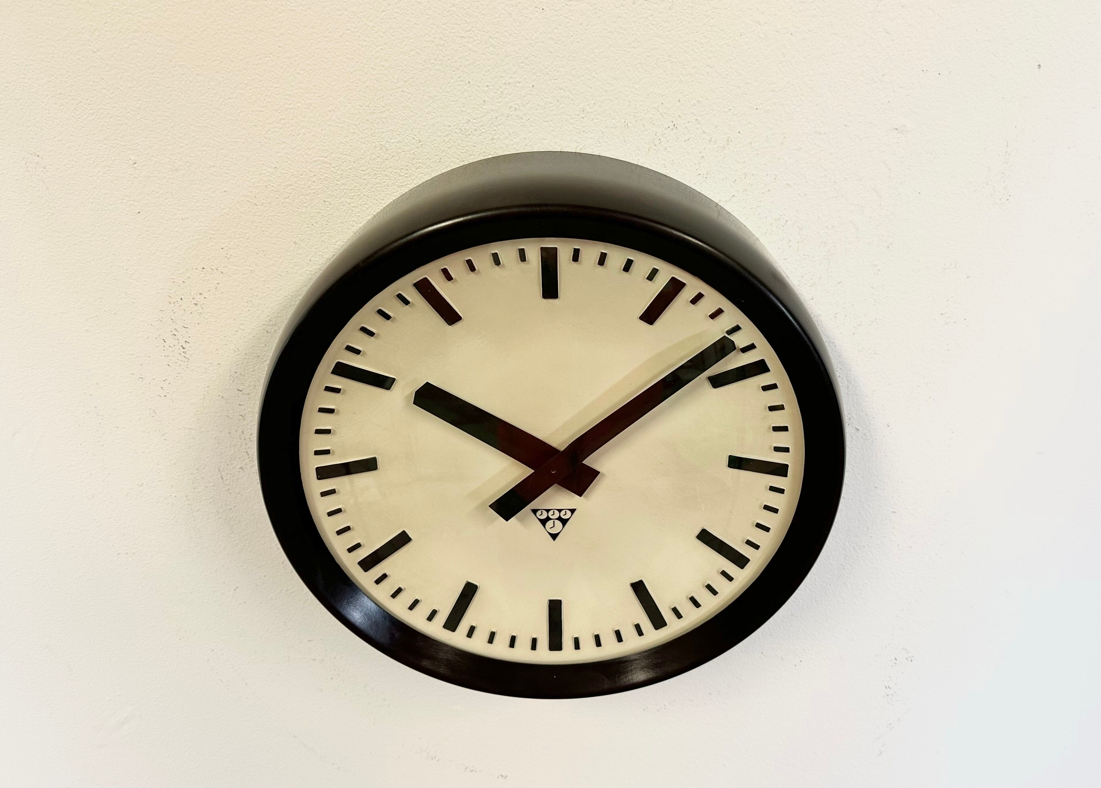 Industrial Bakelite Factory Wall Clock from Pragotron, 1960s