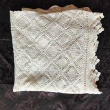 Dessus de lit en coton blanc -  jeté de canapé aux motifs géométriques