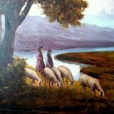 Large dipinto paesaggio firmato longoni anni 30 - 101 x 71