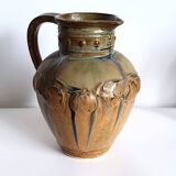 Early 20th century flamed stoneware pitcher