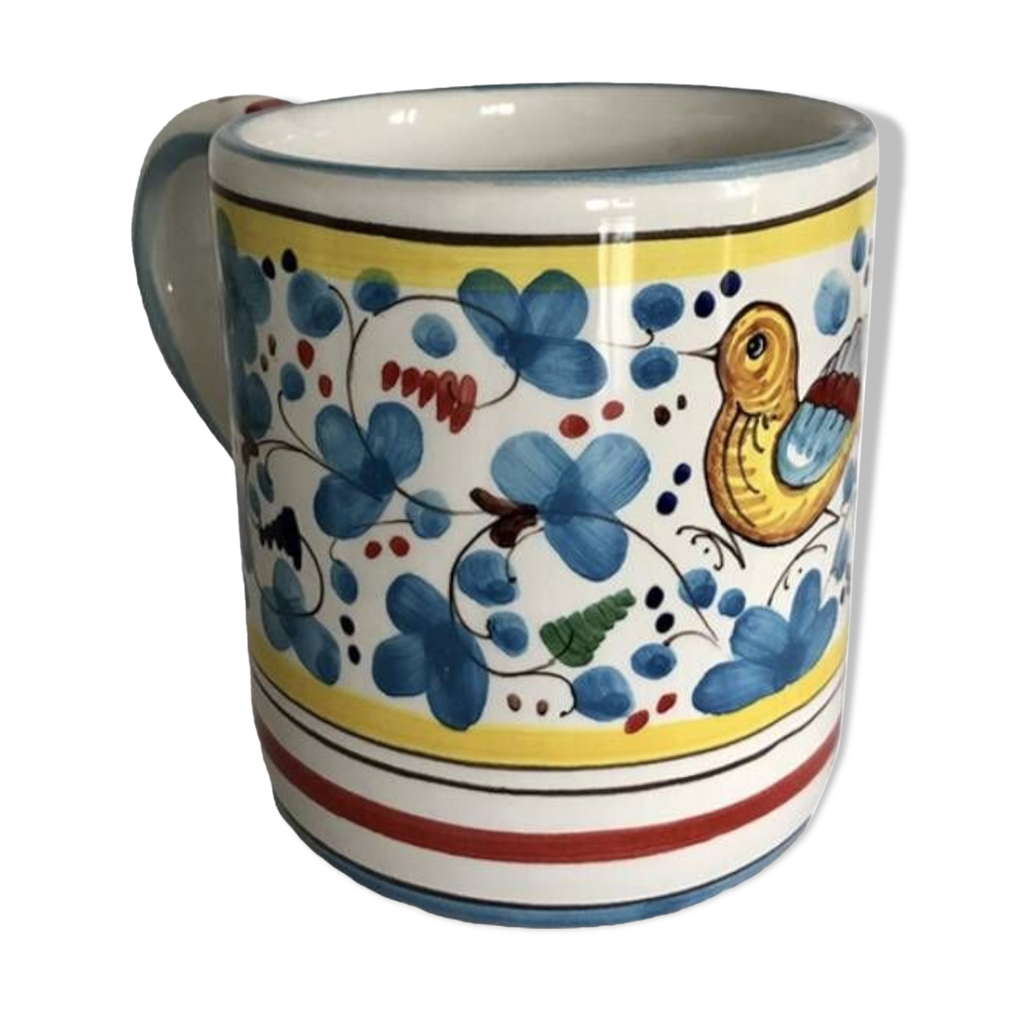 Blue flower bird mug