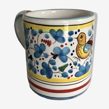 Blue flower bird mug