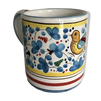Blue flower bird mug