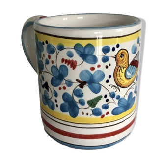 Mug oiseau fleurs bleu