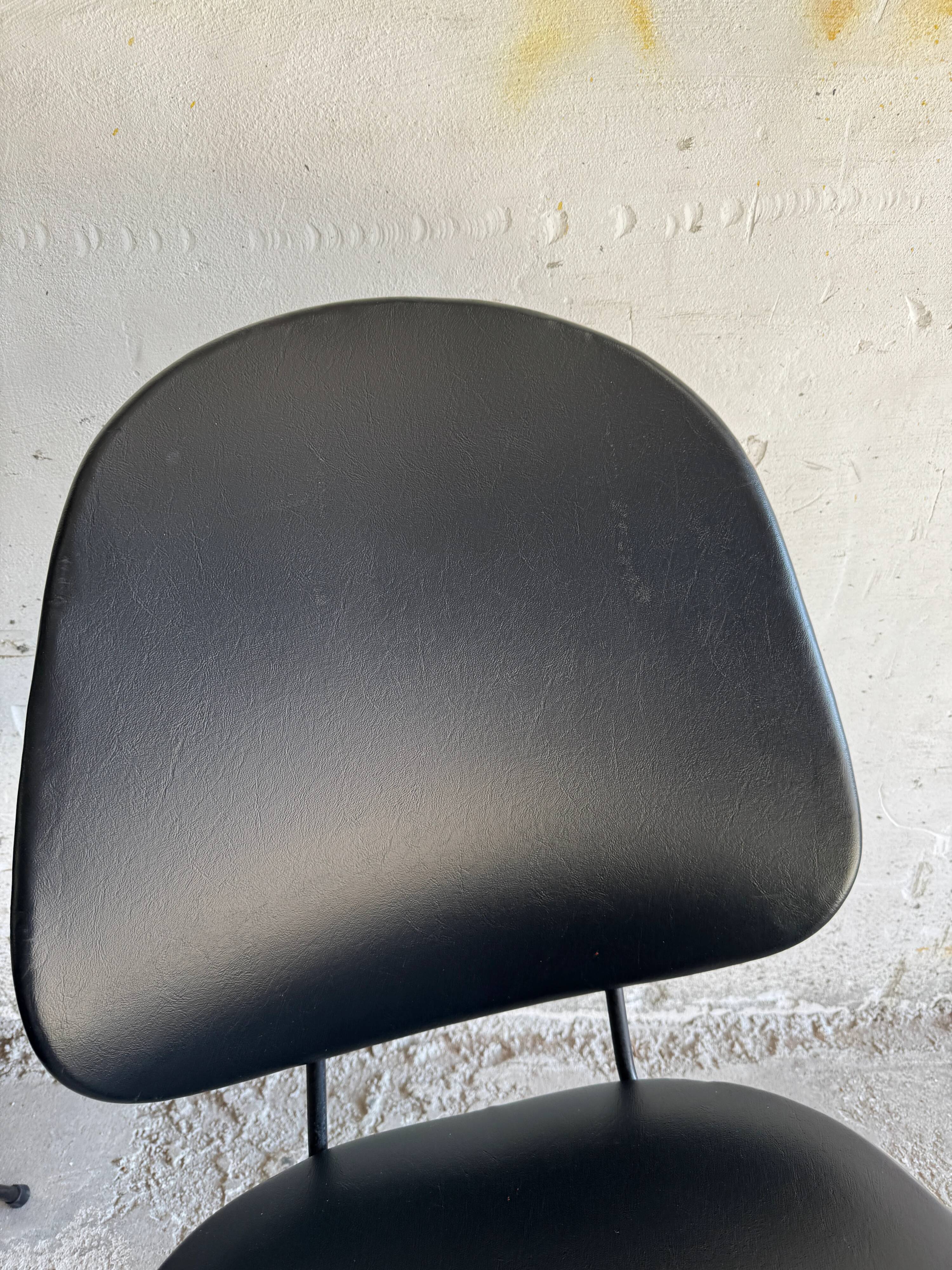 Set of 2 Black Leatherette Lounge Chairs Model 301 by W.h. Gispen — Metal Base, 1950s