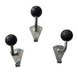 Set of 3 metal and bakelite coat hooks, public school type