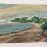 Oil on canvas seaside landscape