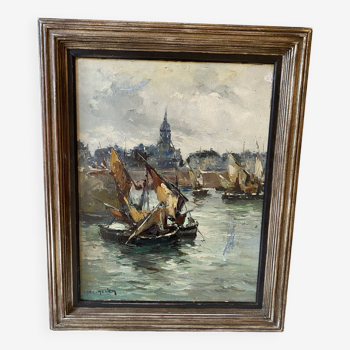 Painting signed with its frame