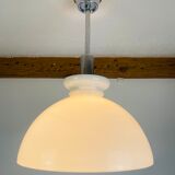 Bauhaus chrome and opaline pendant lamp