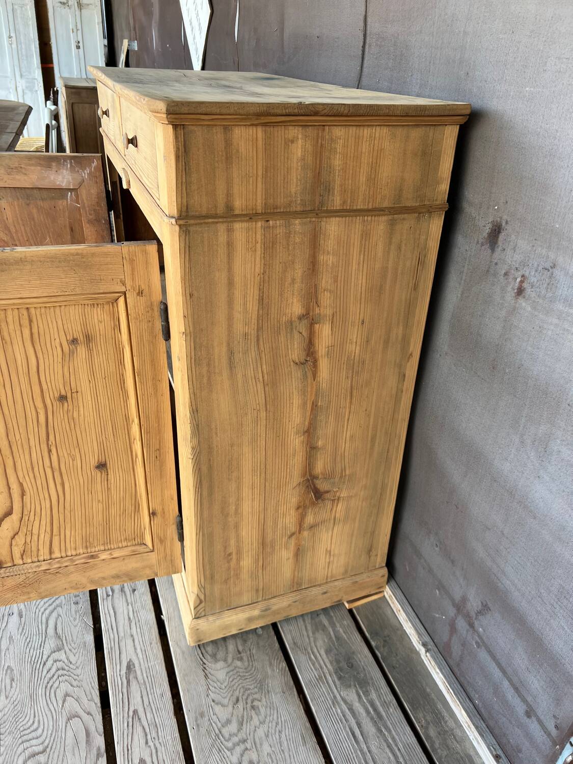 Antique raw wood sideboard