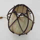 Bedside lamp, table lamp in rattan, bamboo Louis Sognot. 50s