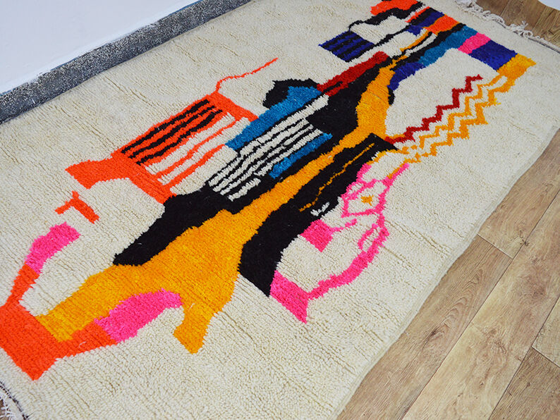 Abstract colored berber carpet 257 x 133 cm
