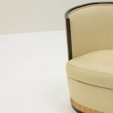 Art Deco barrel chairs and sofa, France 1930s.