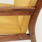 Vintage Scandinavian style yellow retro velvet armchair 1960s