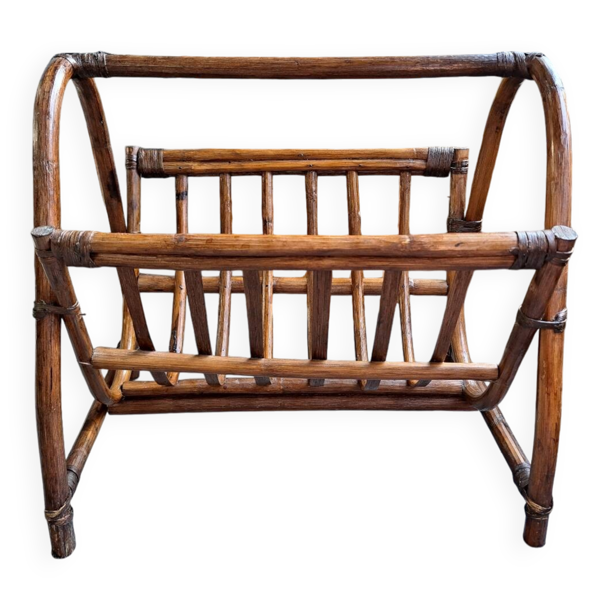 vintage rattan magazine rack