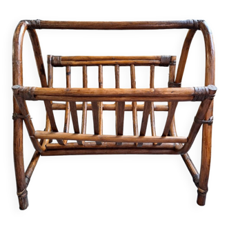 vintage rattan magazine rack
