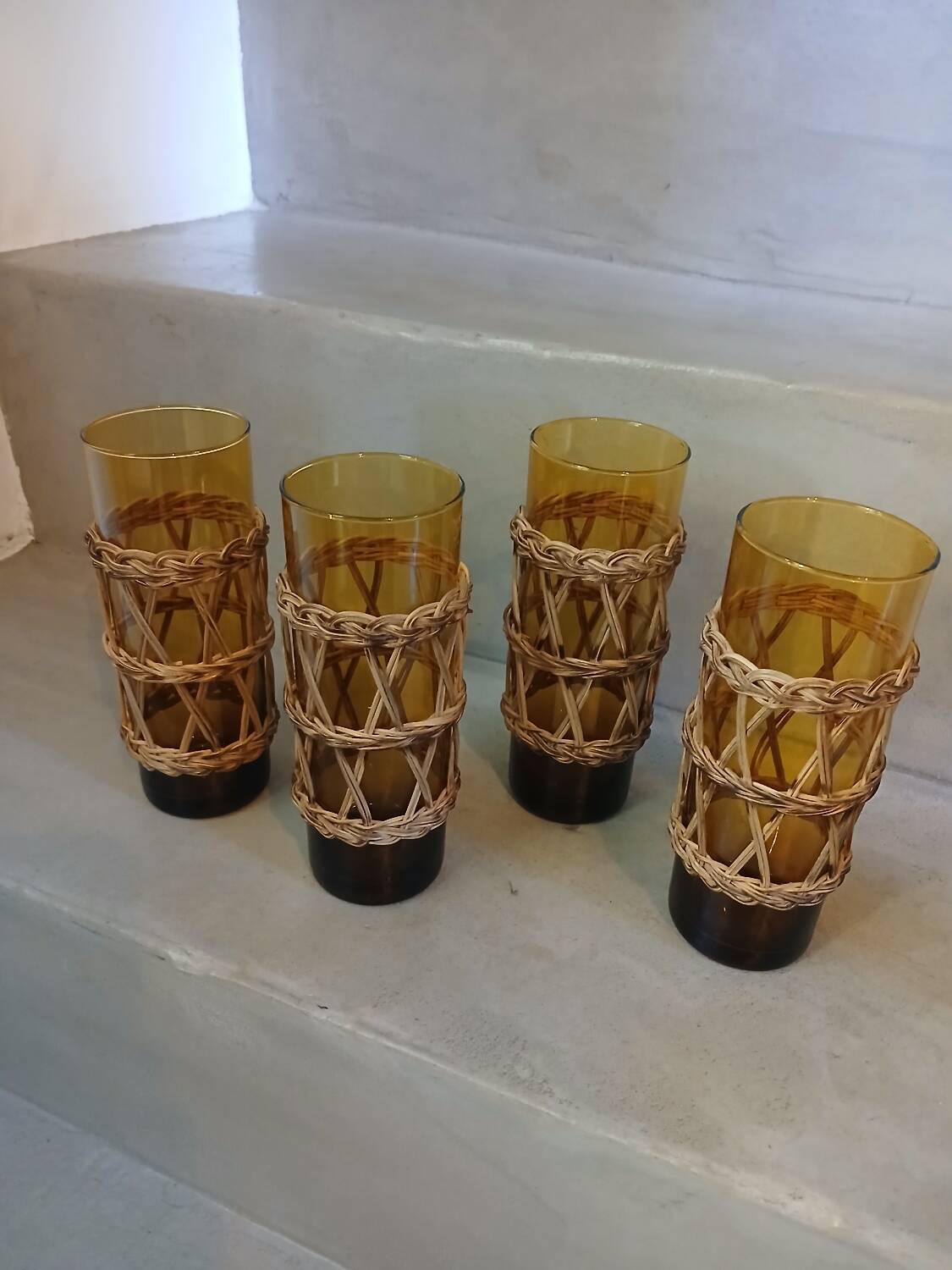 4 vintage orangeade glasses