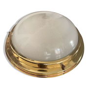 Holophane Art Deco brass ceiling lamp, France 1930 vintage