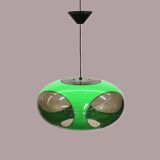 Massive Belgium Space Age UFO Lamp, Green Mid-Century Modern Lighting