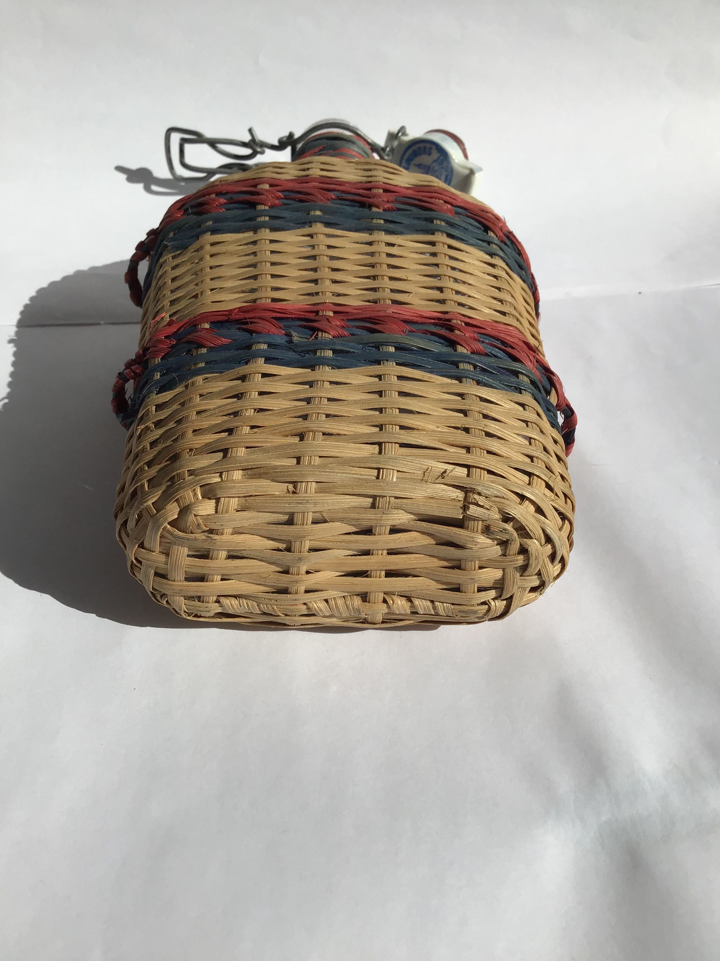Colorful wicker bottle porcelain cap
