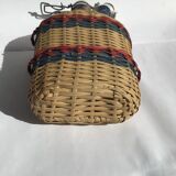 Colorful wicker bottle porcelain cap