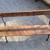Garden bench cast iron bases and wooden seat