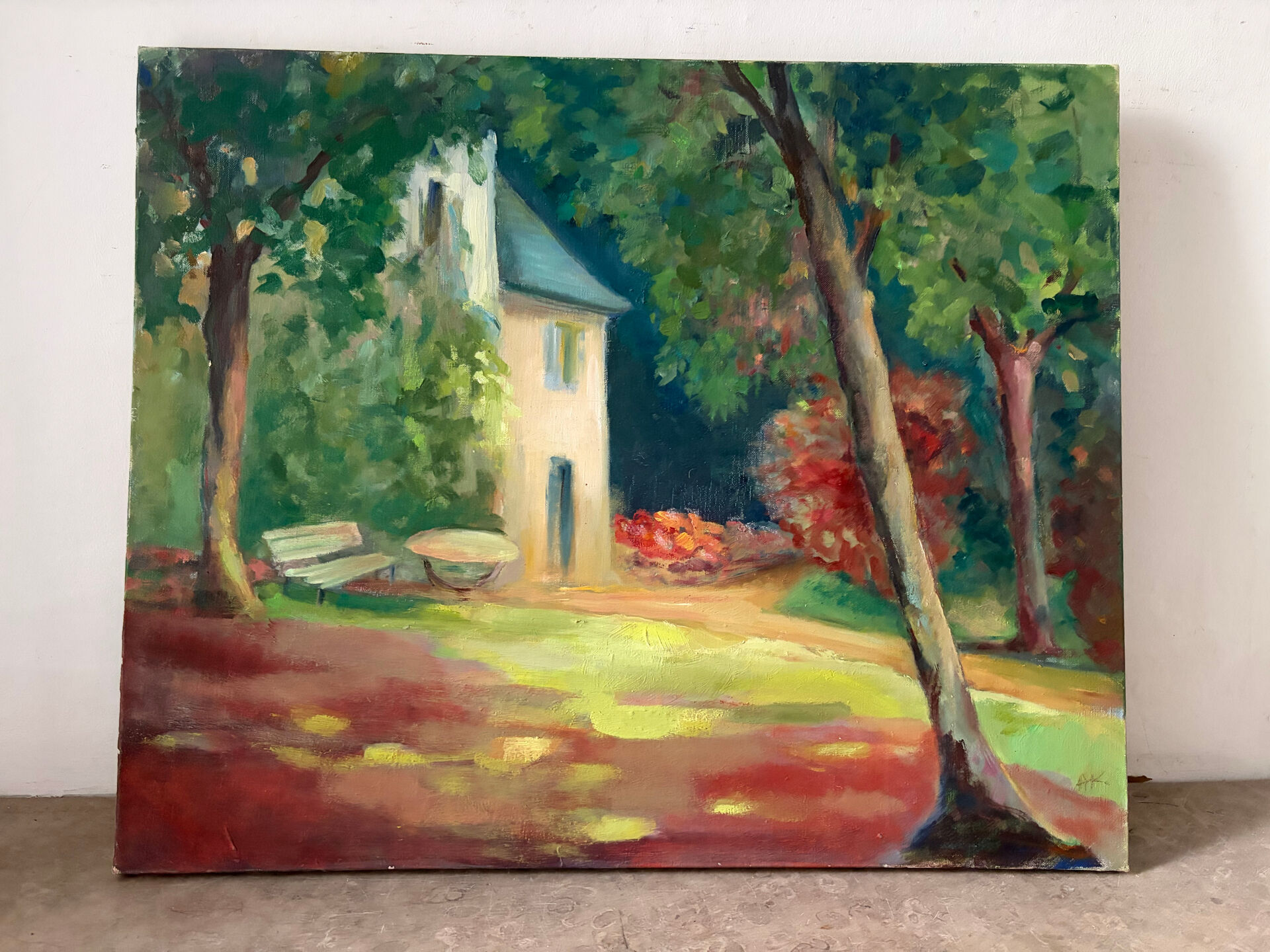 The house in the woods, oil on canvas.