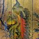 Vintage Chinese cabinet with gold leaf, flowers and peacock/ bohemian