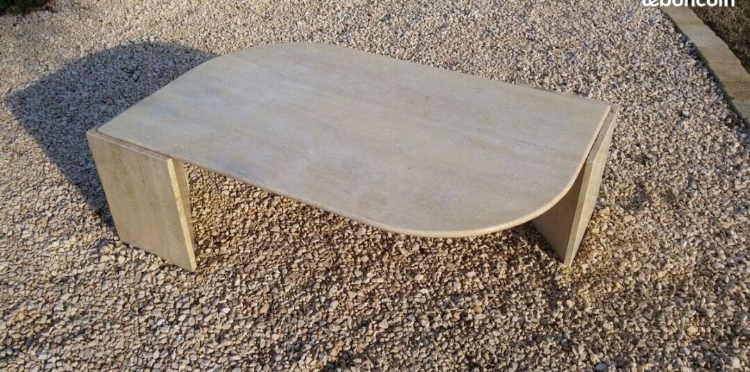 70s travertine eye coffee table