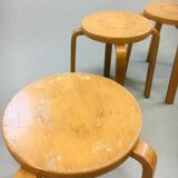Suite of 3 Alvar Aalto stools for Artek