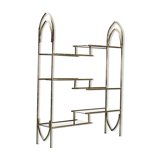 Showcase metal gilded smoked glass 70s vintage modern
