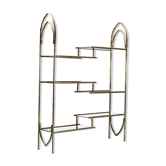 Showcase metal gilded smoked glass 70s vintage modern