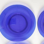 6 blue glass dishes