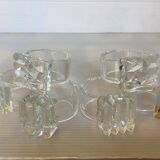 Six glass napkin rings