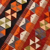 5x10 Pumpkin Orange & Red Kilim Rug, Vintage Turkish Kilim Rug, 143x313