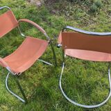 Pair of chrome armchairs, vintage circa 70